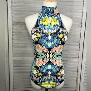 FREE PEOPLE (Intimately) Tucker High Neck Printed Bodysuit-XS